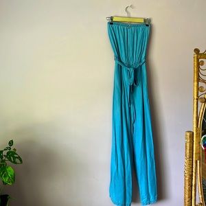 Belted chambray jumpsuit